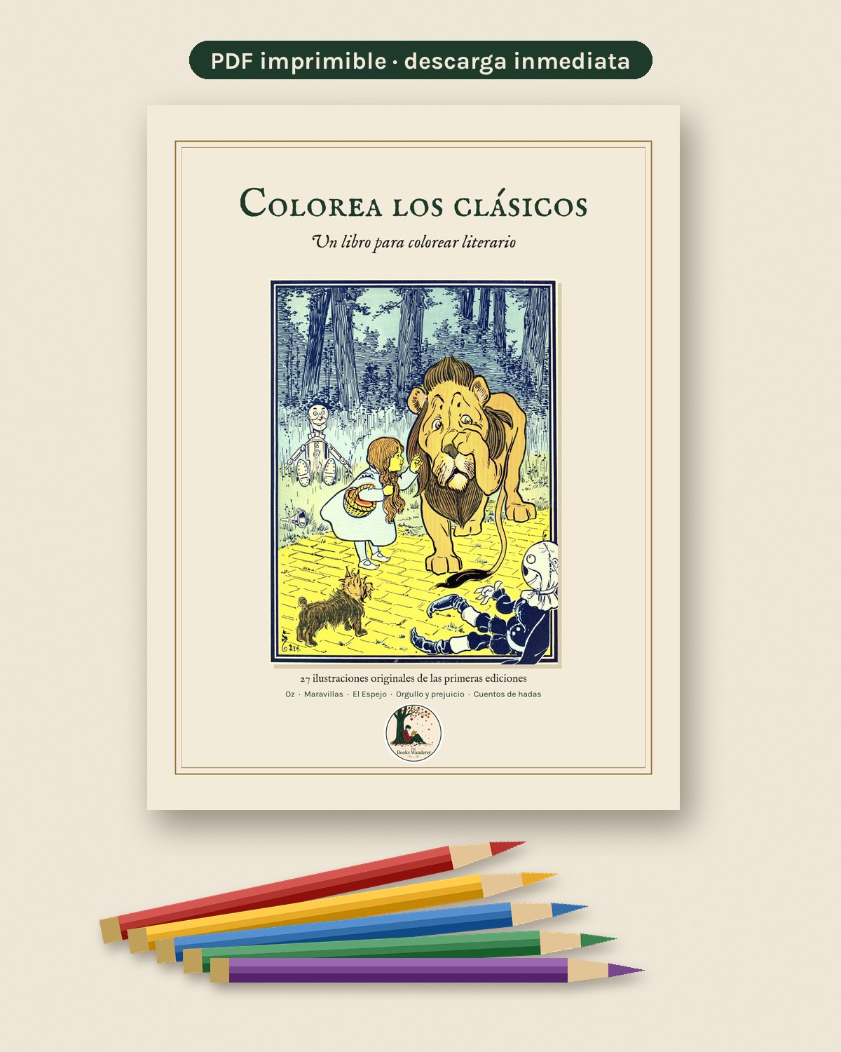 Colorea los clásicos — Libro para colorear literario (PDF imprimible)