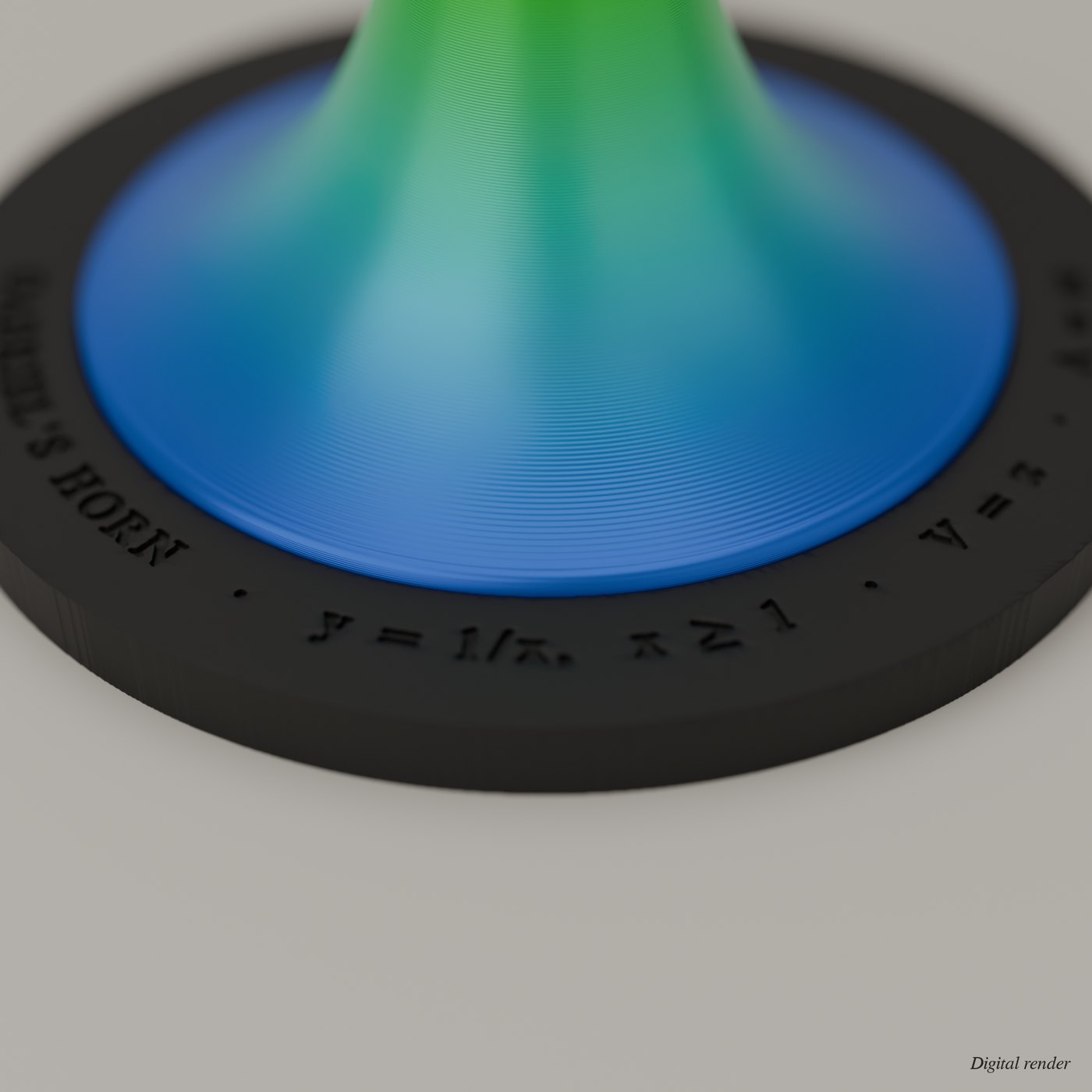 Gabriel's Horn, 3D Printed Math Sculpture of y = 1/x on an Engraved Plinth lifestyle photo 2
