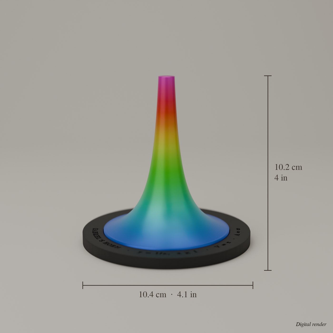 Gabriel's Horn, 3D Printed Math Sculpture of y = 1/x on an Engraved Plinth lifestyle photo 4