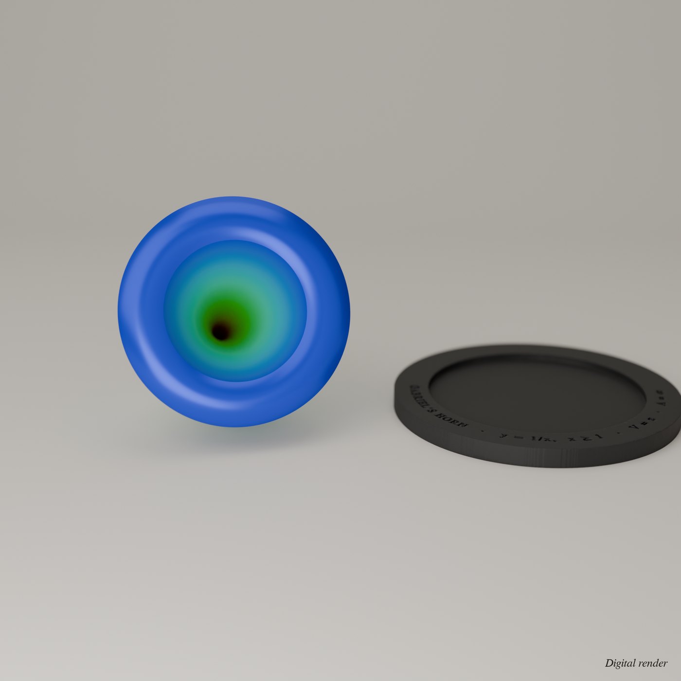 Gabriel's Horn, 3D Printed Math Sculpture of y = 1/x on an Engraved Plinth lifestyle photo 3