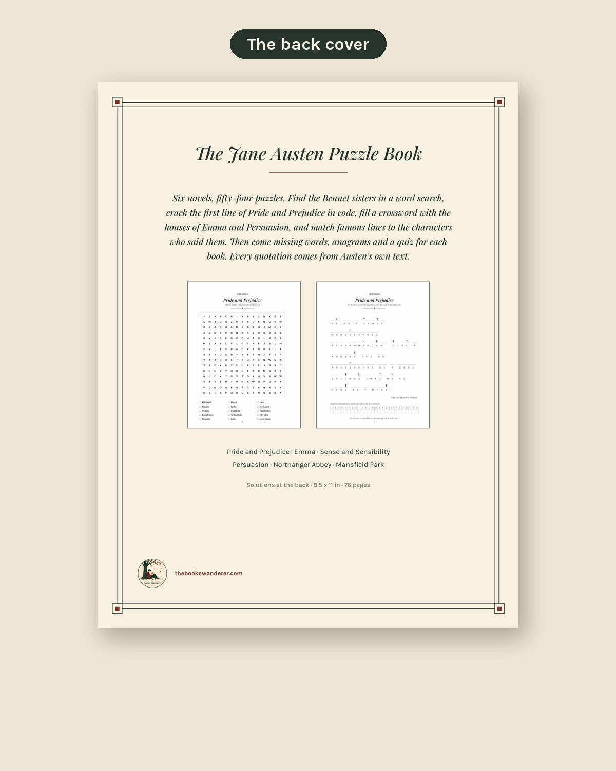 The Jane Austen Puzzle Book: Word Searches, Cryptograms, Crosswords and Quotes (Printed Paperback) lifestyle photo 4