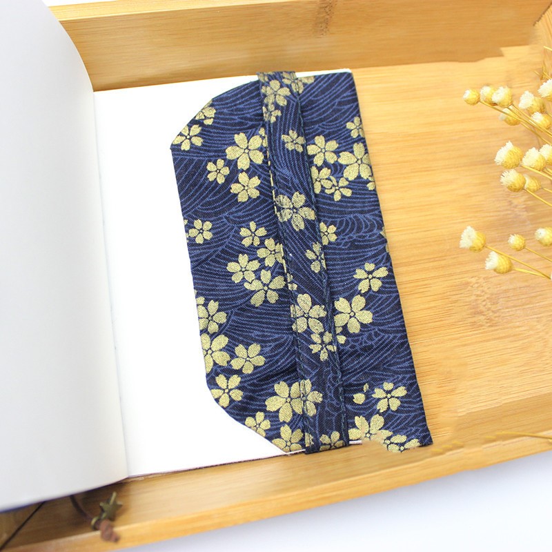 Sakura Fabric A5 Book Cover — Navy & Gold lifestyle photo 2