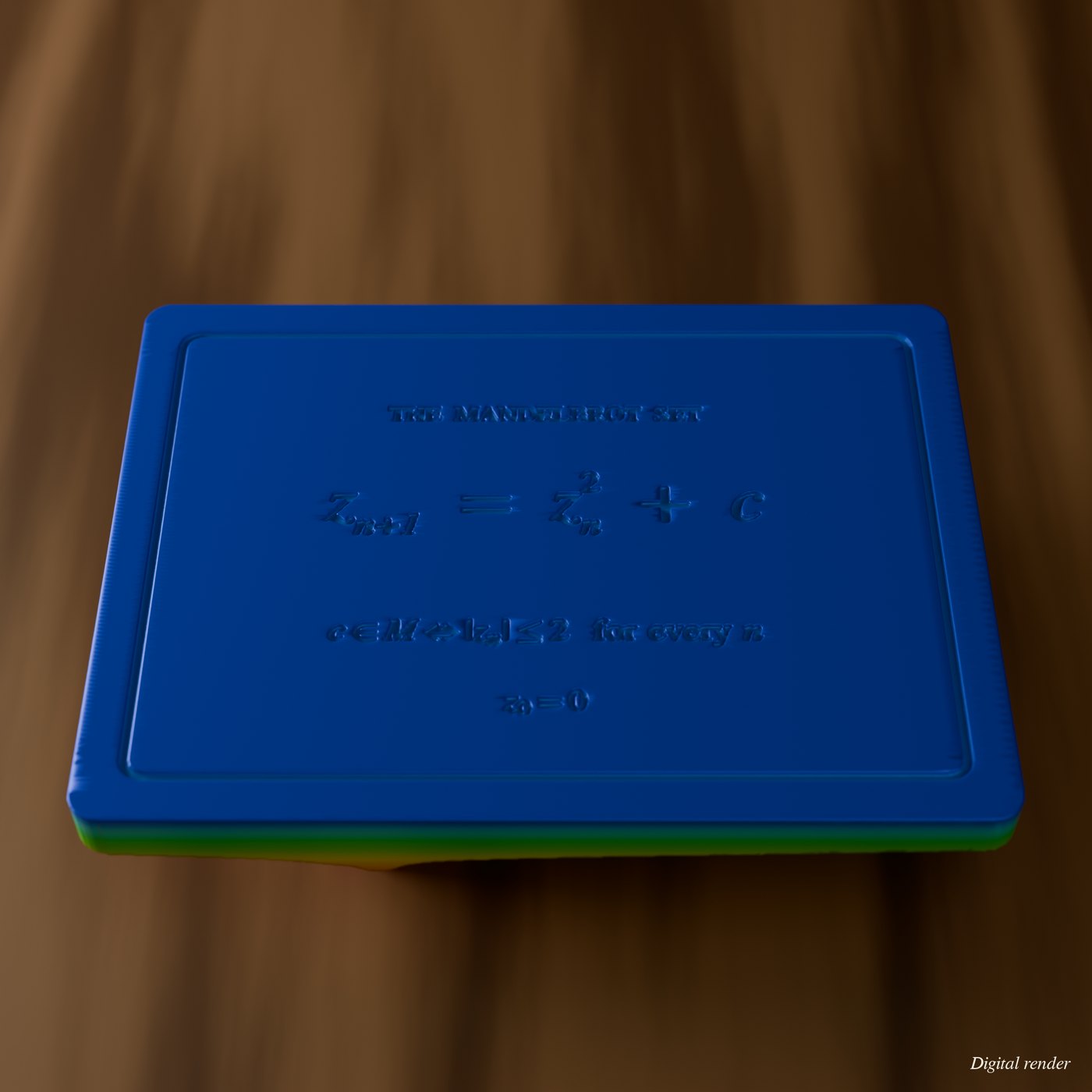 Mandelbrot Set Mountain, 3D Printed Fractal Relief with Its Equation Engraved Underneath lifestyle photo 3