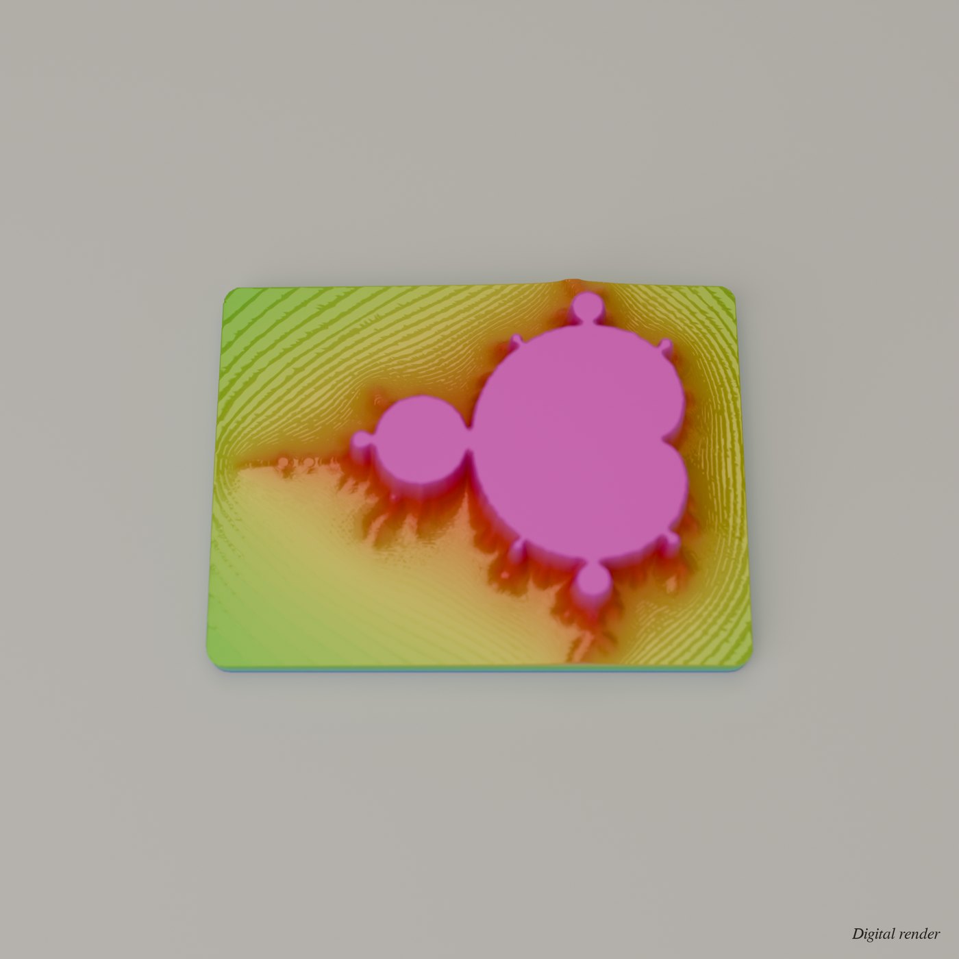 Mandelbrot Set Mountain, 3D Printed Fractal Relief with Its Equation Engraved Underneath lifestyle photo 2