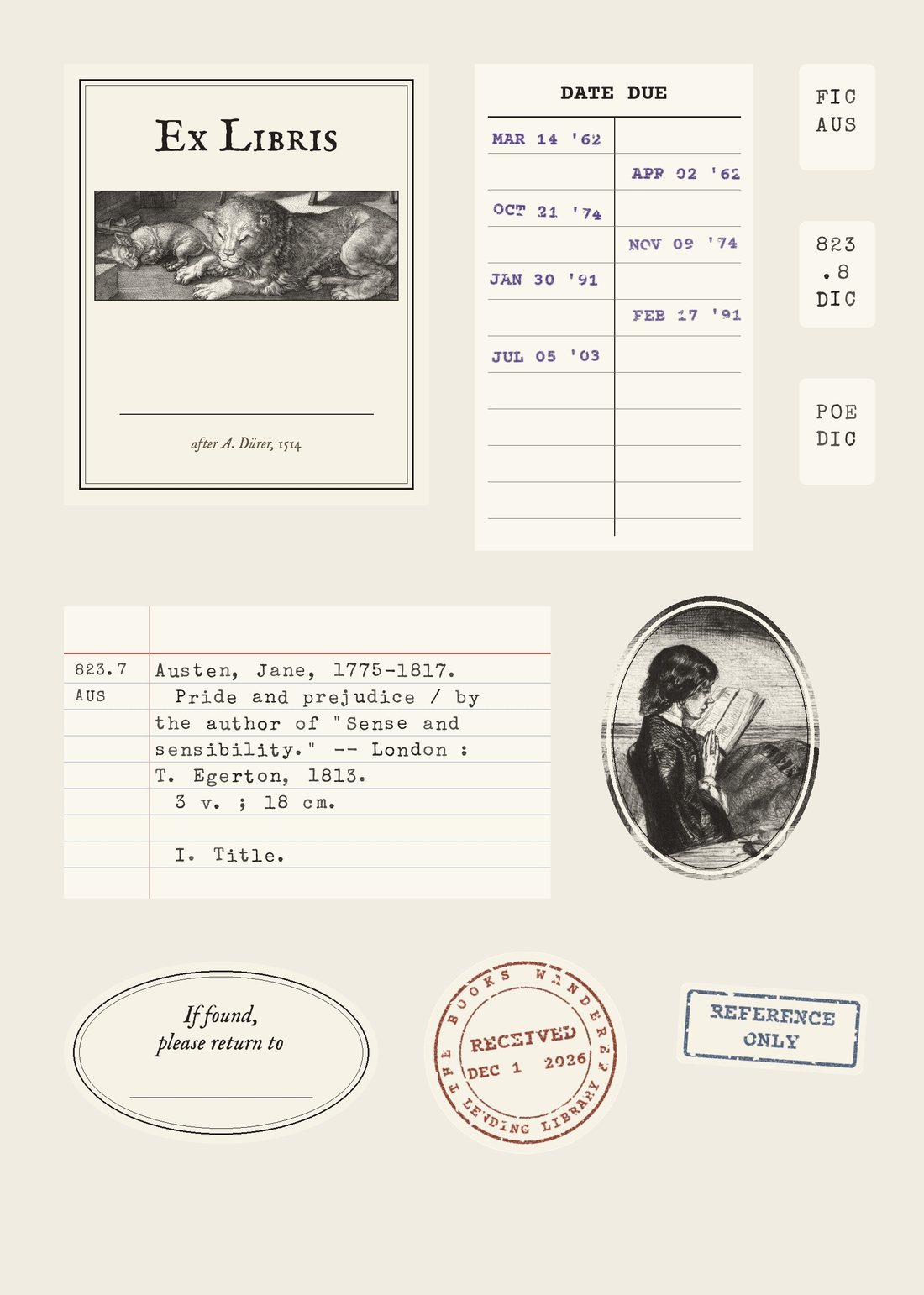 Library Ephemera Sticker Sheet