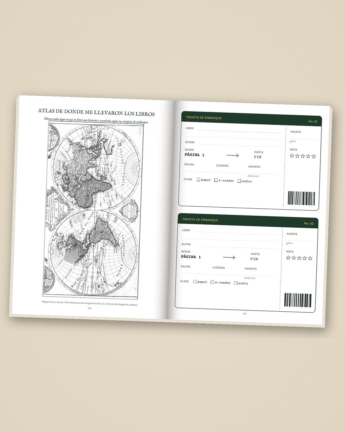 Pasaporte del lector — Diario de lectura impreso A5, foto de ambiente 1